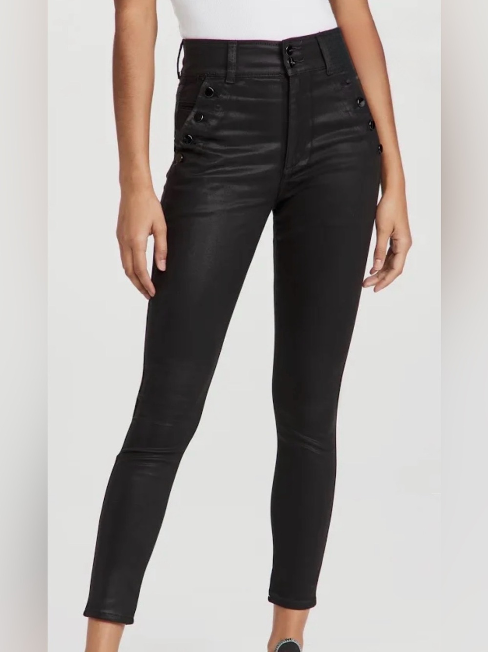 Joe’s Jeans The Georgia Black Coated High Rise Button Skinny  - Size 26